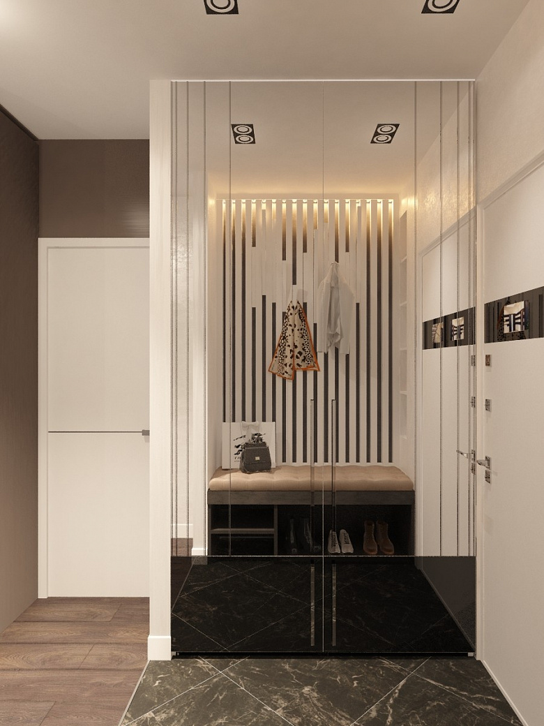 фото:Современный дизайн квартиры с двумя санузлами