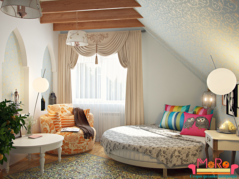 фото:Спальня с элементами восточного стиля
