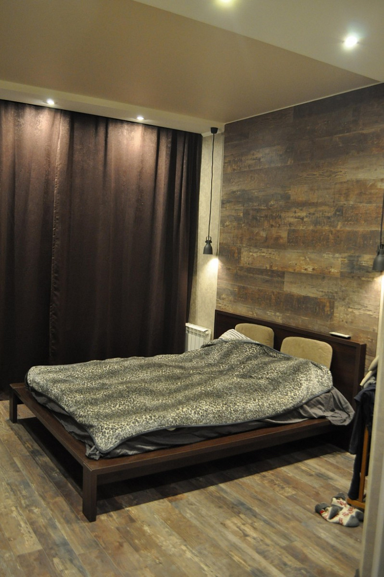 фото:Строгая спальня в коричневых тонах