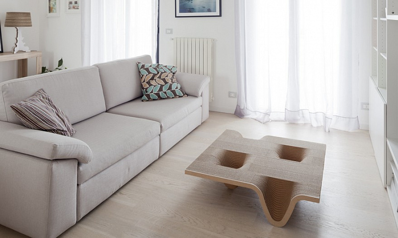 фото:Эко-мебель в гостиной: картонные дюны