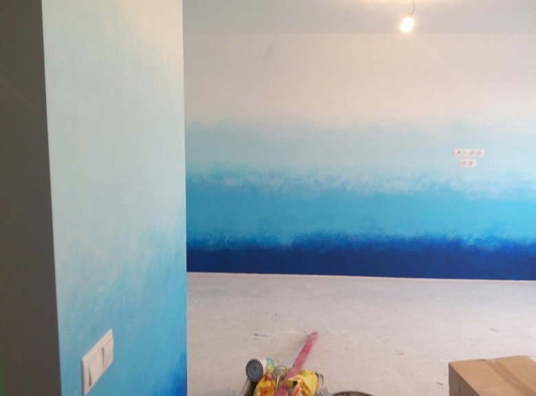фото:Самостоятельная покраска стен градиентом