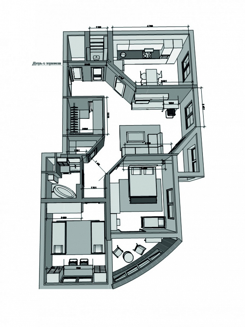 фото:Интерьер трехкомнатной квартиры в ЖК 