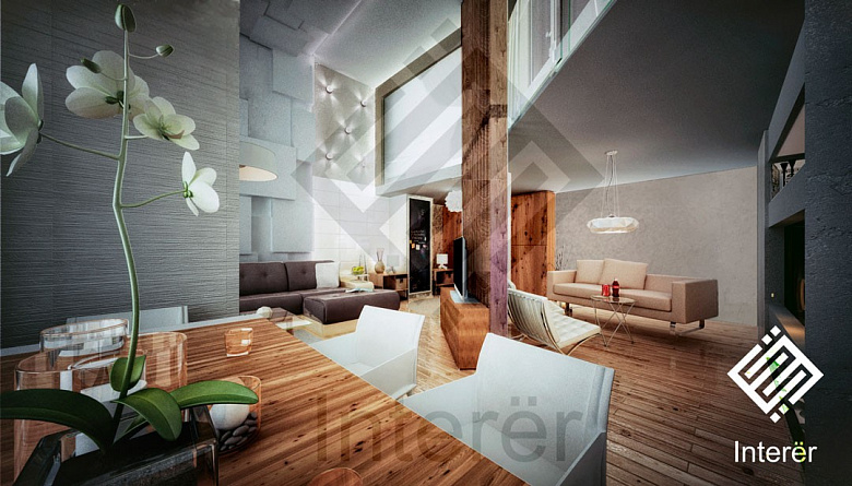 фото:Дизайн двухуровневой квартиры в Москве