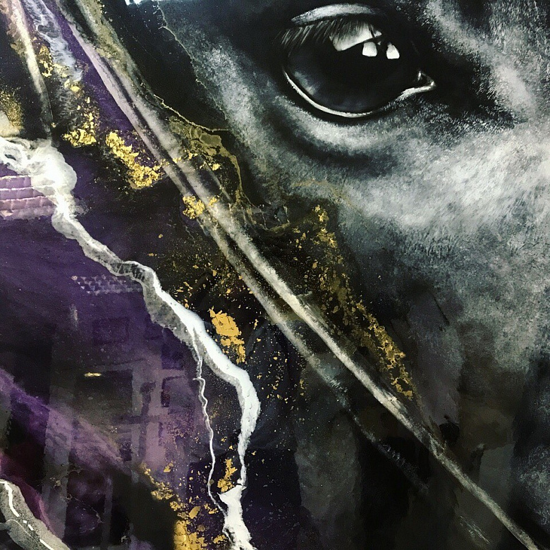 фото:Черныш (черный конь) в абстракции