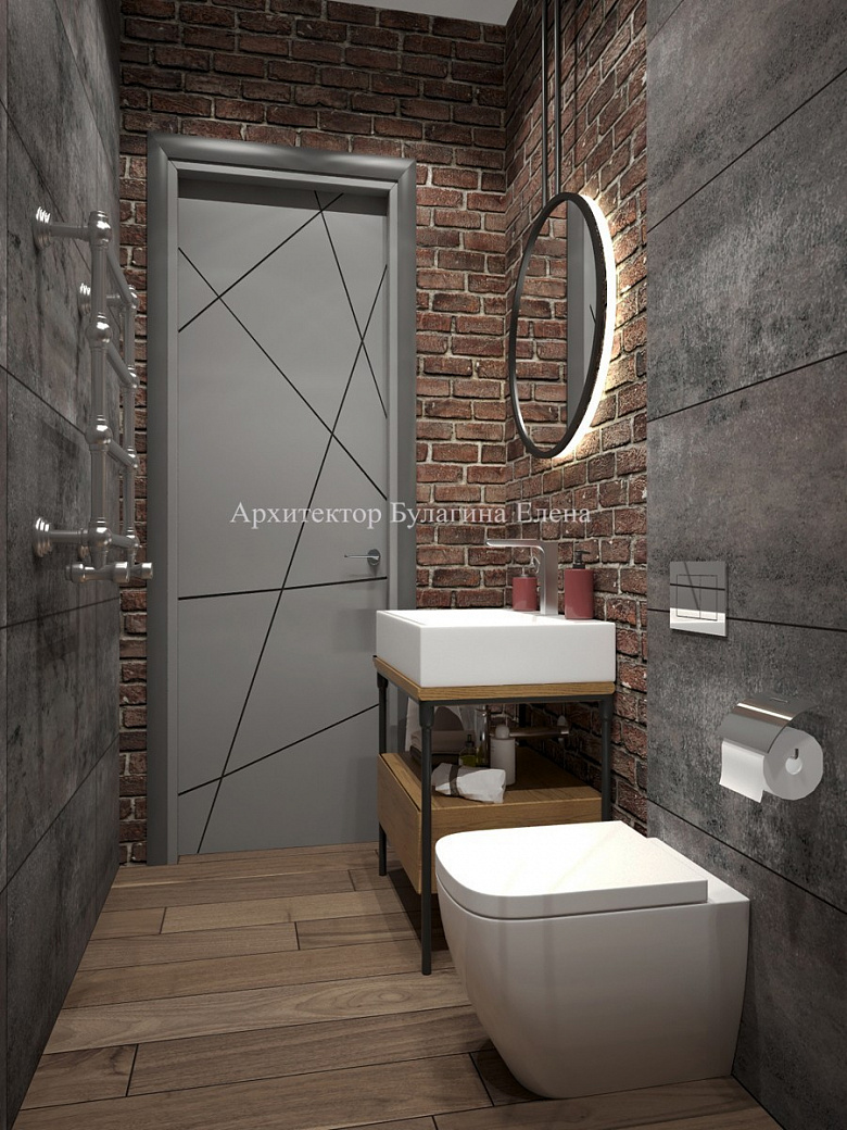 фото:Интерьер спальни с ванной в стиле лофт