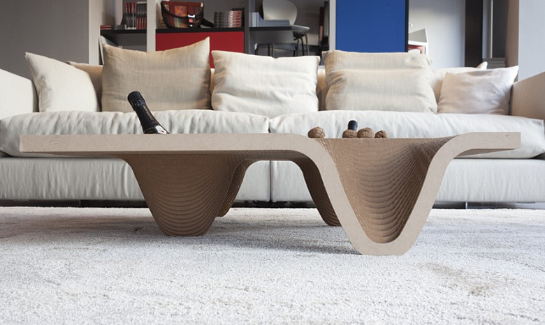 фото:Эко-мебель в гостиной: картонные дюны