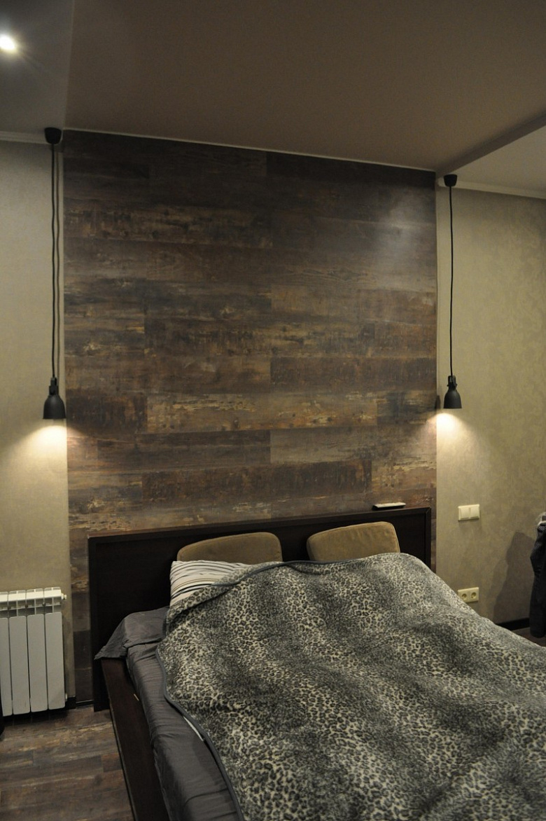фото:Строгая спальня в коричневых тонах