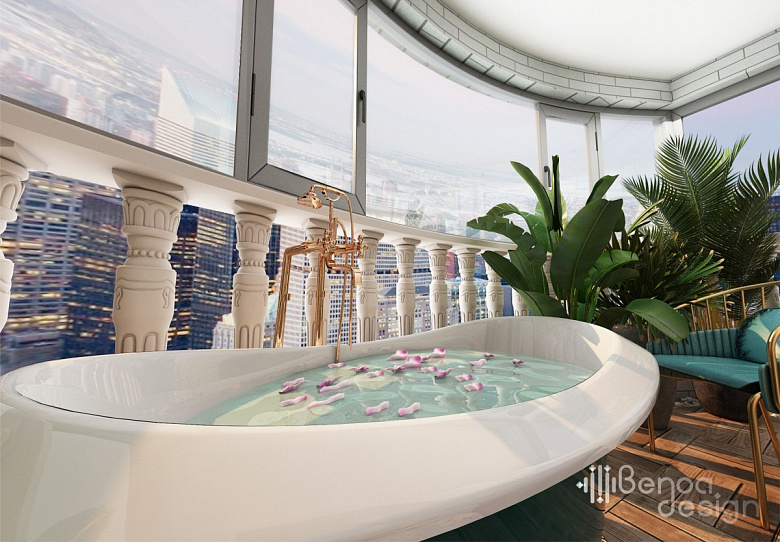 фото:Дизайн квартиры с ванной на балконе 