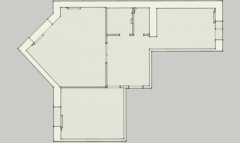 фото:Планировка 2ки с комнатой 6 углов, 66 квадратов, 2 ребенка и кот.
