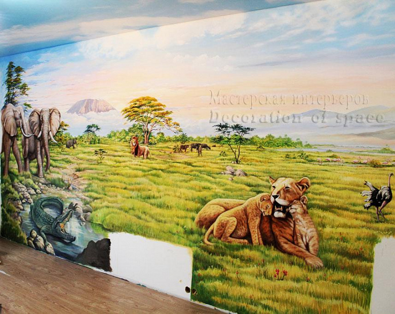 фото:Панорамная роспись стен в детской для мальчика