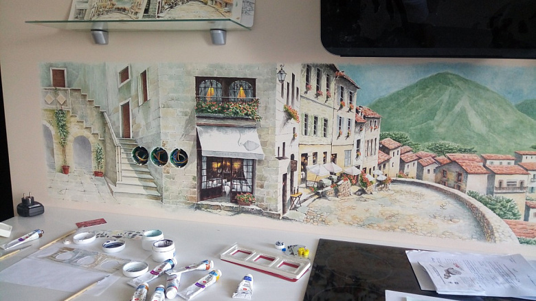 фото:Италия на стене в кухне