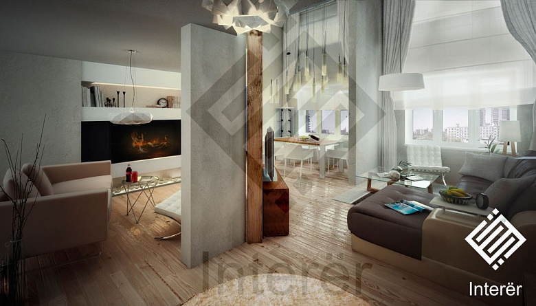 фото:Дизайн двухуровневой квартиры в Москве