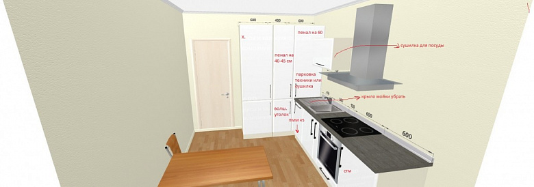 фото:Нужно выбрать 1 из 3-х вариантов расстановки мебели на кухне 8 м (нам нужен победитель!))